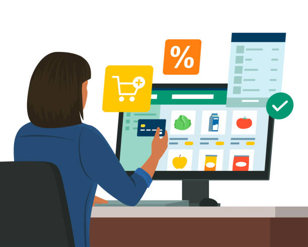 istock Woman doing grocery shopping online at home 1470351486