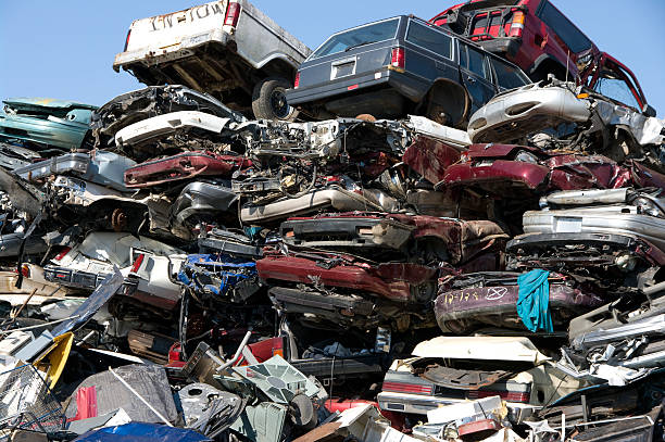 istock Junkyard flattened cars 147035378