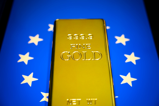 The gold bar is on the national flag of switzerland, swiss Gold Reserve concept