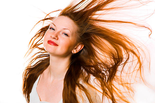 the woman with long hair stock photo