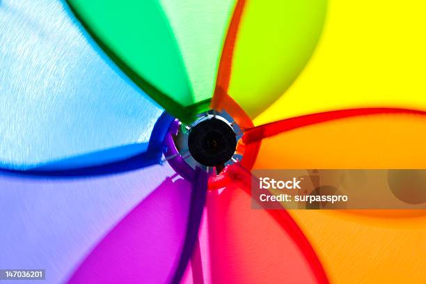 The Center Of A Rainbowcolored Fan Stock Photo - Download Image Now - Blue, Red, Abstract