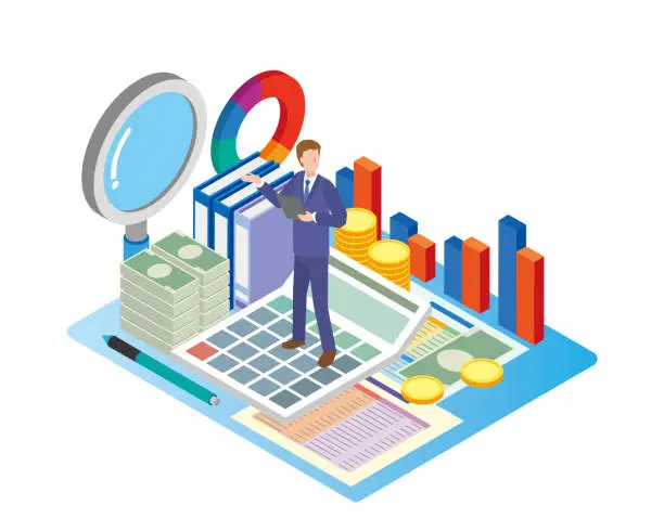Vector illustration of Image illustration of accountants and financial accounting