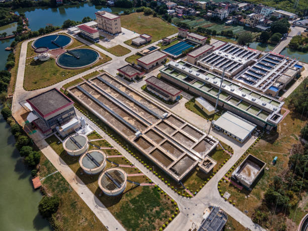 istock Aerial sewage treatment plant 1470374526