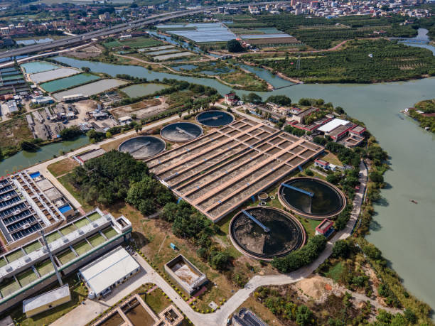 istock Aerial sewage treatment plant 1470374527