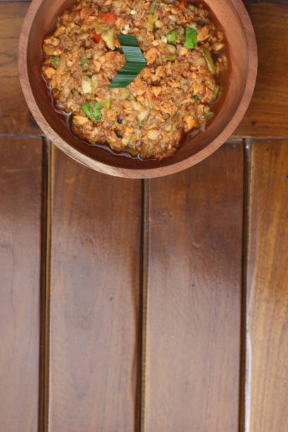 istock a close up Rujak Bebek or smashed fruit which is made from raw fruit crushed in a mortar and pestle and added with shrimp paste, chili and brown sugar. Indonesian traditional food photo concept. 1470377503