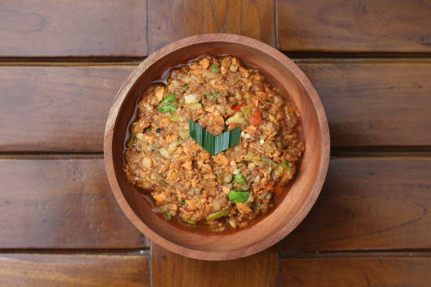 istock a close up Rujak Bebek or smashed fruit which is made from raw fruit crushed in a mortar and pestle and added with shrimp paste, chili and brown sugar. Indonesian traditional food photo concept. 1470377555