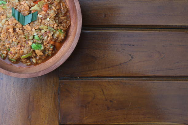 istock a close up Rujak Bebek or smashed fruit which is made from raw fruit crushed in a mortar and pestle and added with shrimp paste, chili and brown sugar. Indonesian traditional food photo concept. 1470377556
