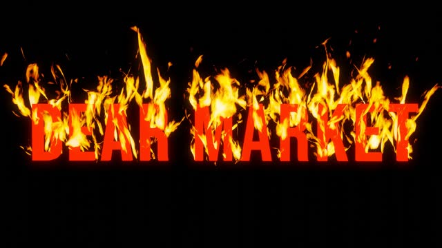 Bear market text from burning letters on black background for transparent background in 4k ultra HD