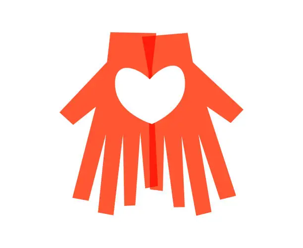Vector illustration of Heart shape on human hand