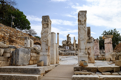 Ancient ruins in the city of Ephesus, Turkey