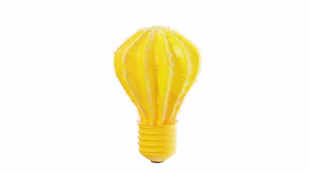 Yellow bulb shaped cactus on white background. Designed in minimal concept. Animation revolves around itself seamless loop and Alpha Channel .