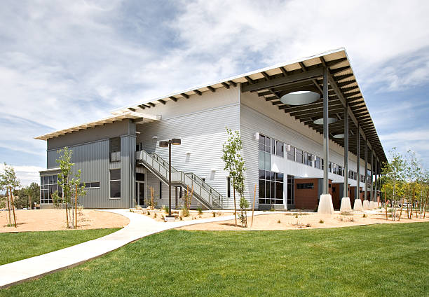 Contemporary Building with Green Grass