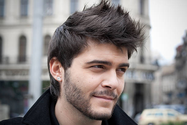attractive young man with funky hairstyle