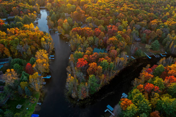 istock Docks and boats during fall color in Wisconsin 1470388451