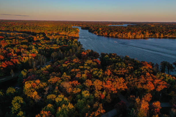 istock Fall color in Wisconsin at sunset. 1470388457