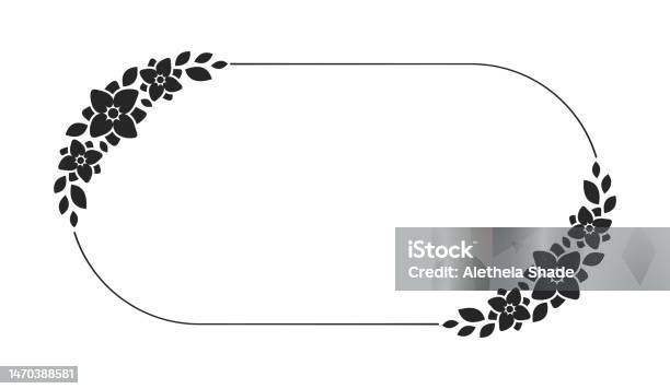 Floral Wreath Frame Template Round Border With Vine And Hand Drawn Flower  Pattern Vector Round Border With Space For Text Stock Illustration -  Download Image Now - iStock