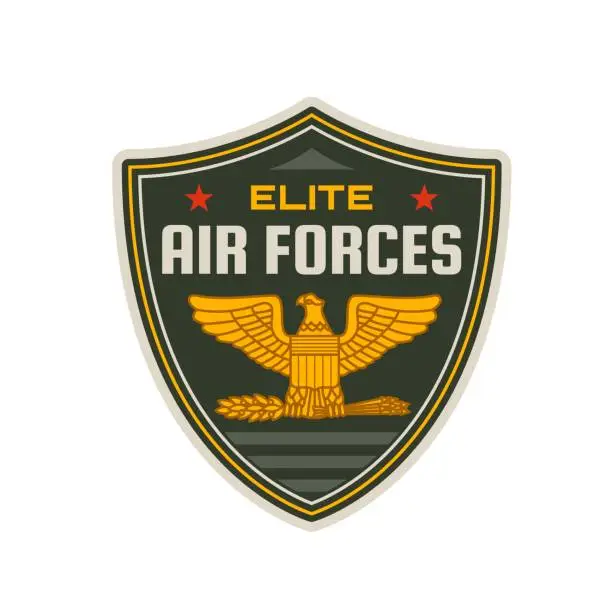 Vector illustration of Air forces icon, eagle, wings and arrows on shield
