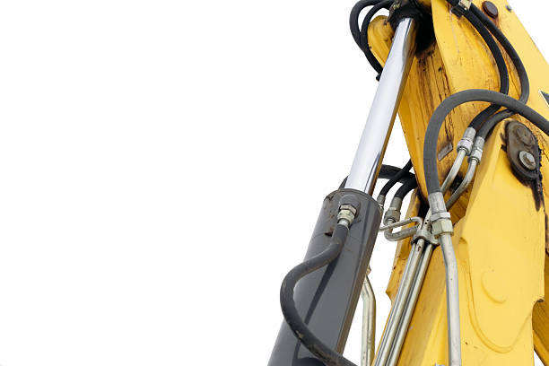 Close-up Hydraulic cylinders of Excavators