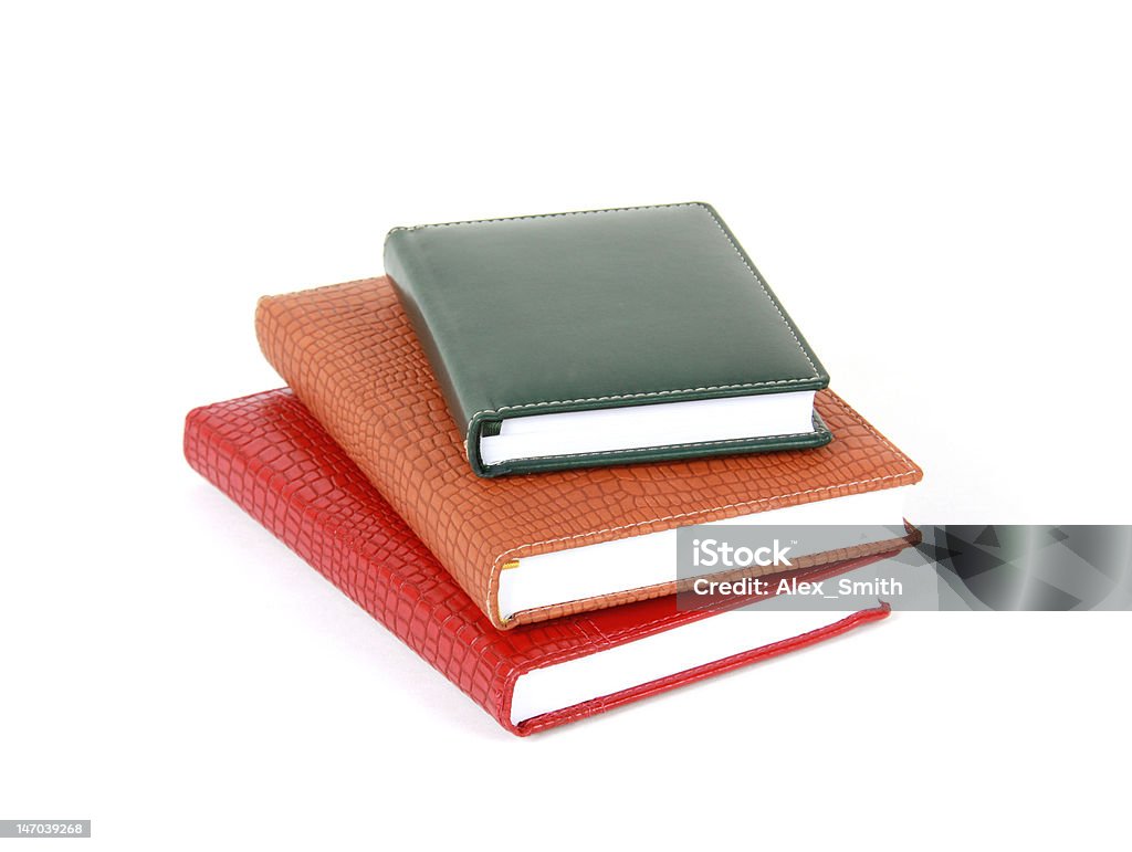 Diarybooks Three diarybooks isolated on white background Blank Stock Photo