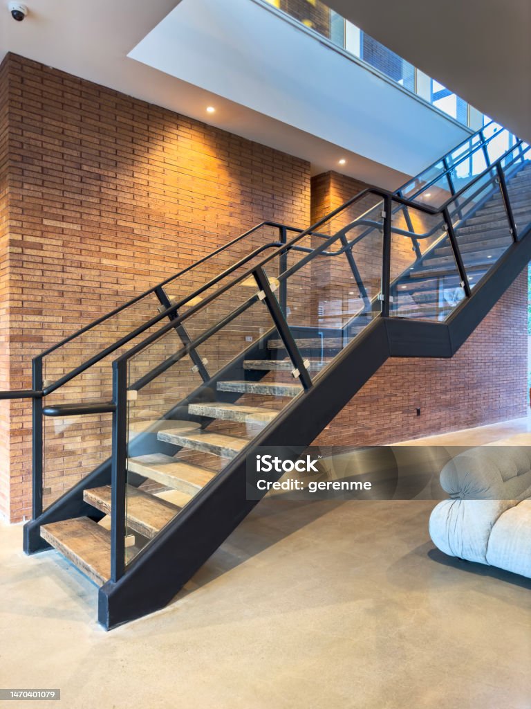 Stairs in a loft Stairs in a loft apartment Modern Stock Photo