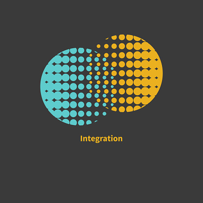 Integration, interaction sign. Round business concept. Interact, minimal business icon. Abstract circles