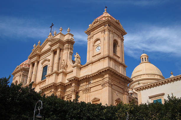 Cathedral of Noto: Belltower and new Dome stock photo