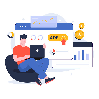 Flat design of pay per click marketing strategy. Illustration for websites, landing pages, mobile apps, posters and banners. Trendy flat vector illustration