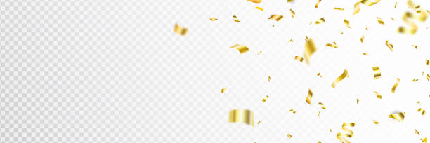 istock Confetti frame. Falling shiny gold confetti. Bright golden festive tinsel. Party background. Holiday design elements. Celebration banner. Anniversary poster, flyer decoration. Vector illustration 1470414007