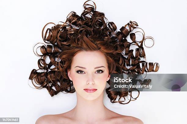 Woman With Beautiful Curly Hairs Stock Photo - Download Image Now - Flooring, One Woman Only, Women