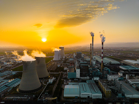 Aerial view of coal fired power station,Henan province,China