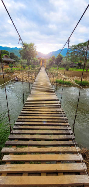 istock Wooden suspension bridge 1470417551