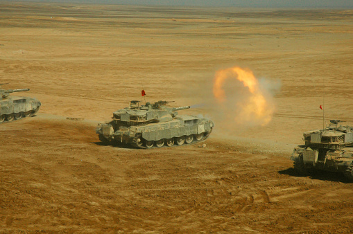 A tank firing