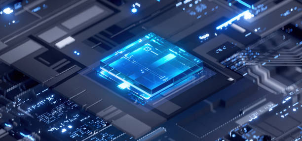 istock 3D rendering of cyberpunk AI. Circuit board. Technology background. Central Computer Processors CPU and GPU concept. Motherboard digital chip. Tech science background. 1470420473