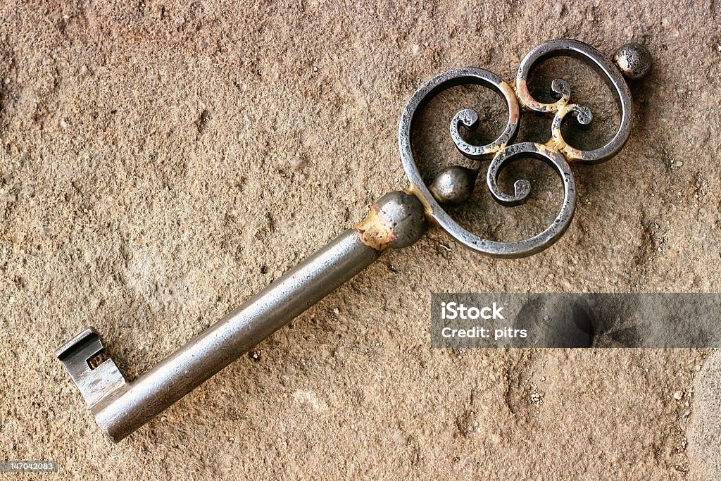 Antique key Bunch old keys on stone Antique Stock Photo