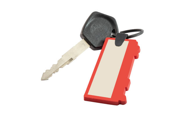 istock Black motorcycle keys with keychain isolated on white background with copy space and clipping path. 1470421724