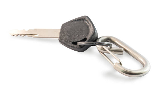 istock Black motorcycle keys with keychain isolated on white background with copy space and clipping path. 1470421732
