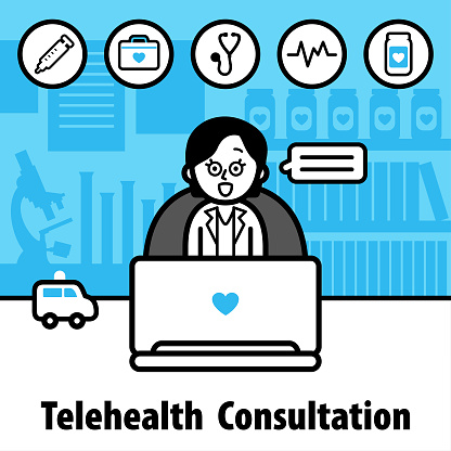 Telehealth characters vector art illustration.
A healthcare provider is offering telemedicine solutions to give patients the added convenience of virtual doctor visits.