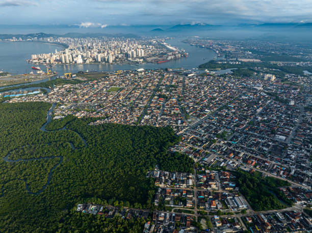 Guaruja city, Santos city. Sao Paulo state, Brazil. stock photo