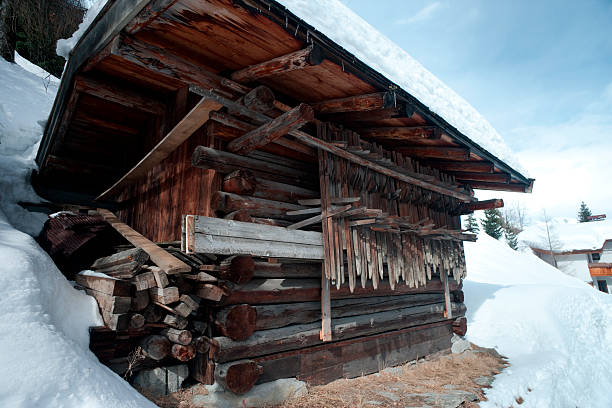 istock Snow shrouded wood store 147042640