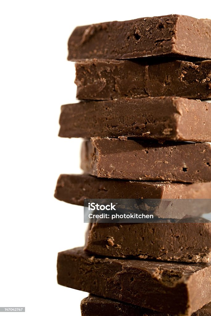 Tall Stack of Fudge A stack of homemade chocolate fudge Brown Stock Photo