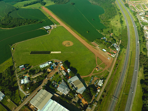 Aerial view of the airport Skydiving around the world. Boituva city, Sao Paulo state, Brazil.