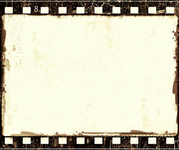 istock Old grunge film frame with the number 8 printed 147042999