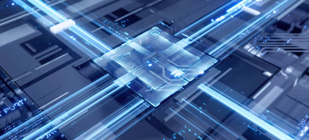 istock 3D rendering of cyberpunk AI. Circuit board. Technology background. Central Computer Processors CPU and GPU concept. Motherboard digital chip. Tech science background. 1470431355