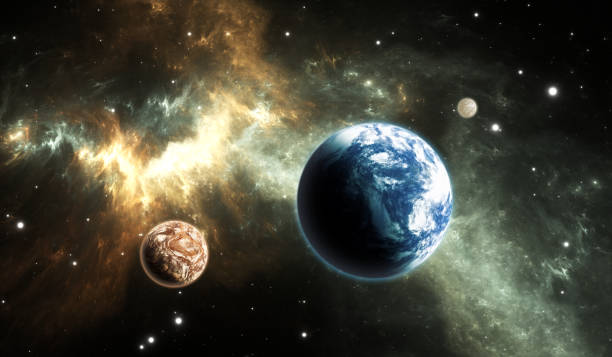 istock Extrasolar planet. Earth-like exoplanet on background nebula. 1470432457