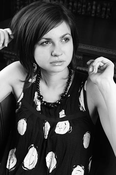 istock Young pretty woman in black and white 147043282