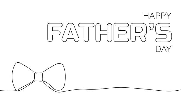 Happy Father's Day line art banner. Happy Father's Day line art banner. Bow tie one continuous line or outline illustration. Vector bow tie stock illustrations