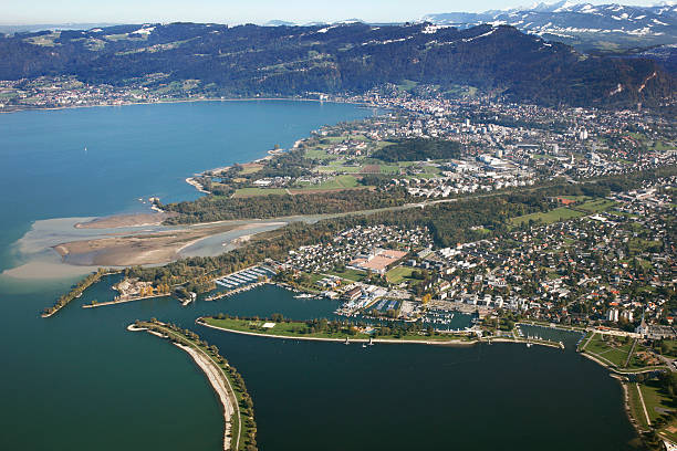 istock Aerial Photography Hard and Bregenz, Austria 147043334