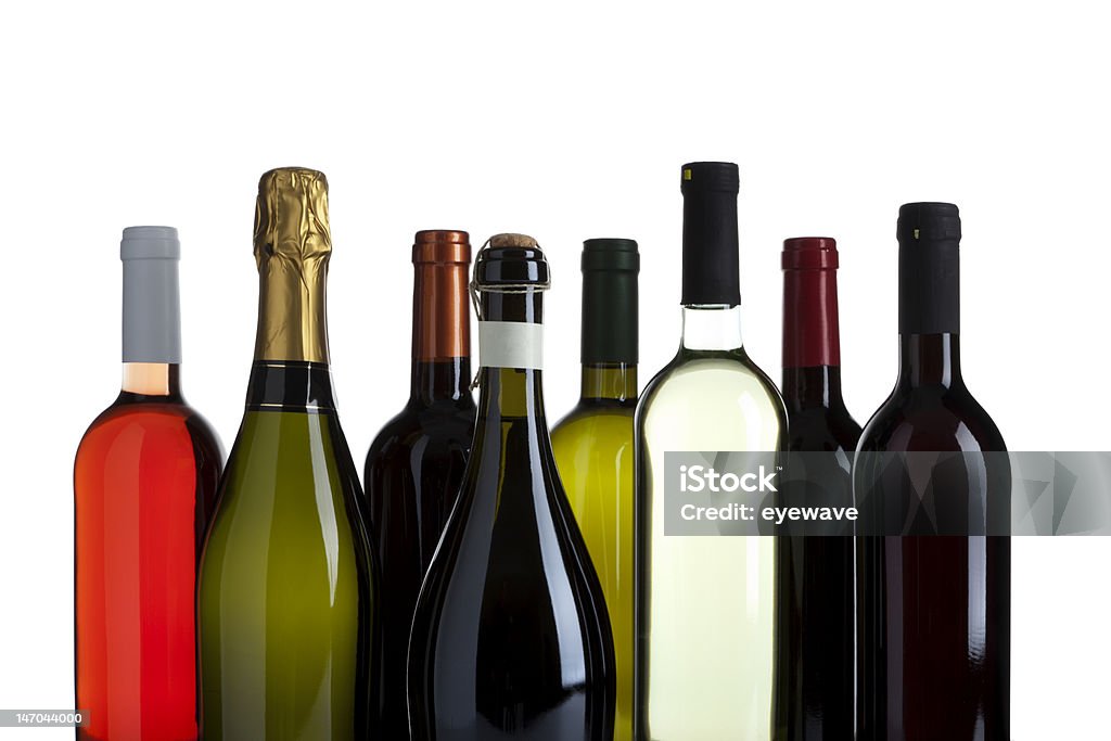 Variedade de vinho e garrafas de champanhe isolado - Royalty-free Bebida Foto de stock