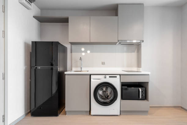 istock Modern kitchen corner in residence. small kitchen counter ideas in the apartment. 1470440273