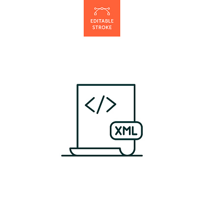 XML File Linear Style Icon with Editable Stroke. The Icon is suitable for web design, mobile apps, UI, UX, and GUI design.